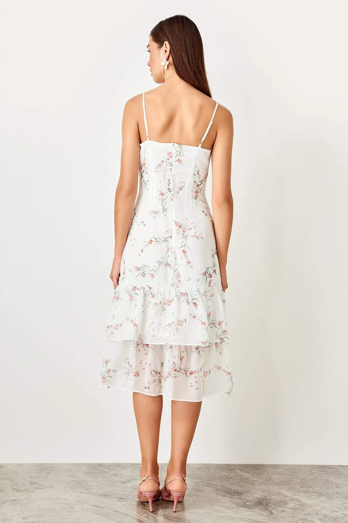 11675 Off-White Floral Tiered Dress