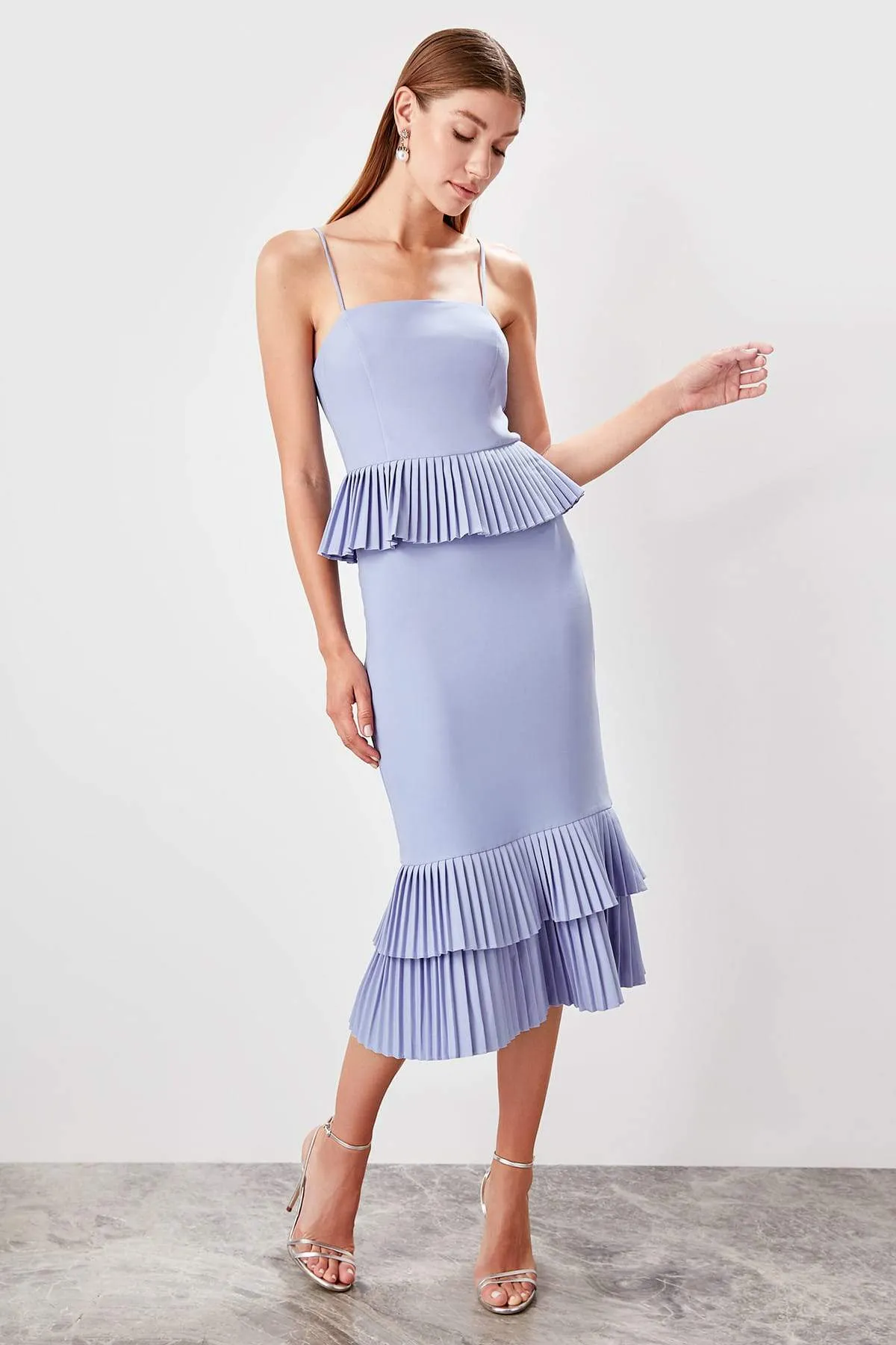 11681 Lilac Pleated Tier Dress