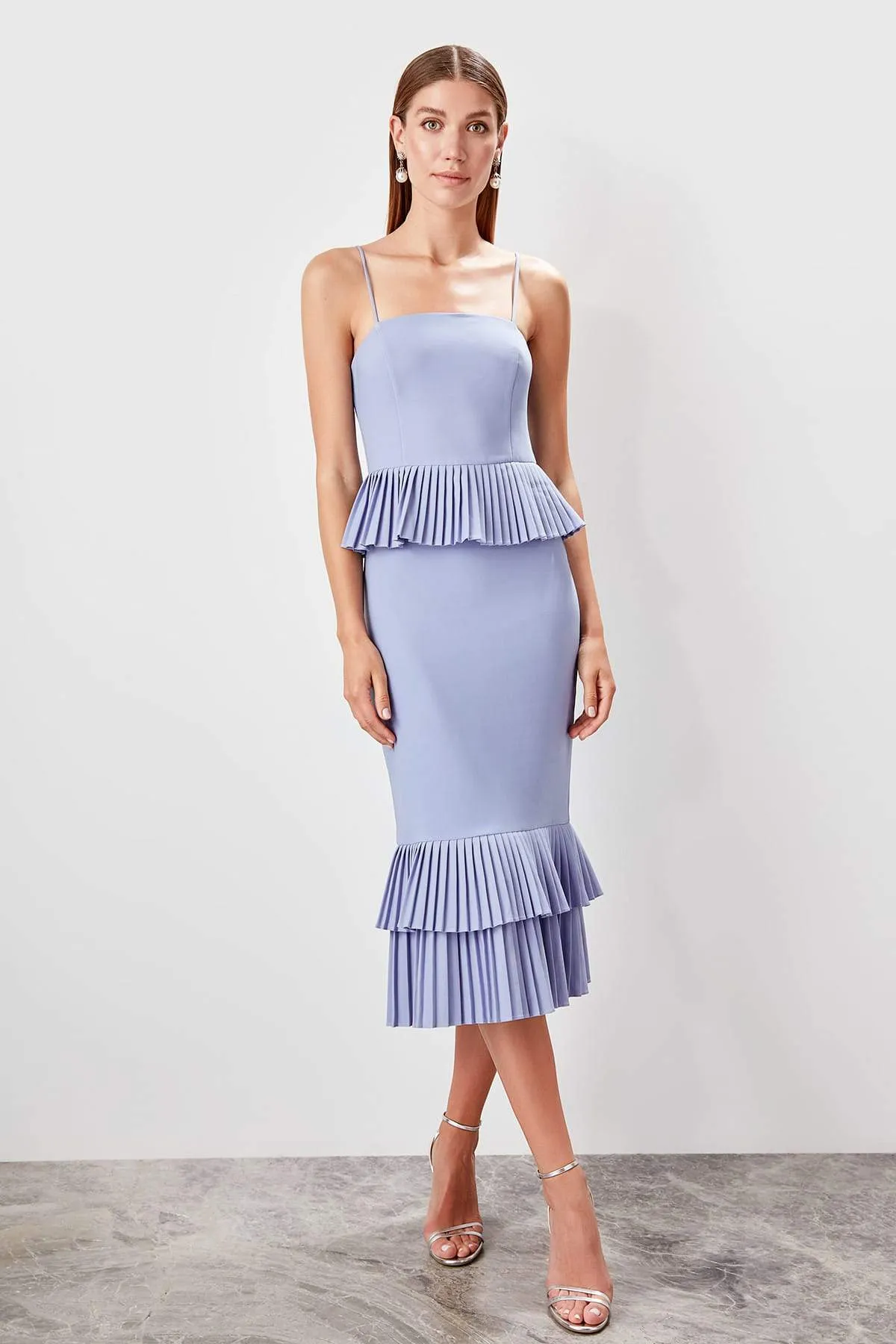 11681 Lilac Pleated Tier Dress