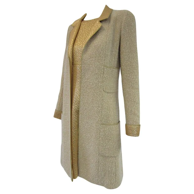 1996 Chanel by Lagerfeld Golden Boucle and Lame Shift Dress and Coat