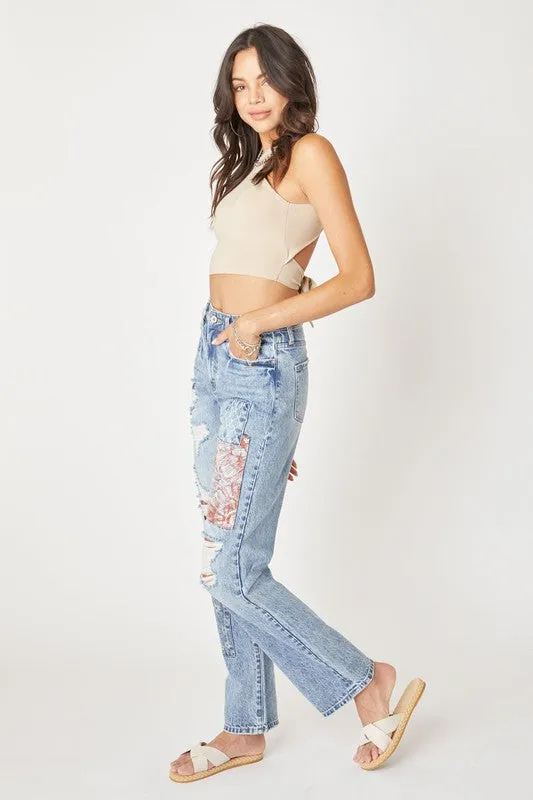 90's Boyfriend Kancan Patch Denim Jeans