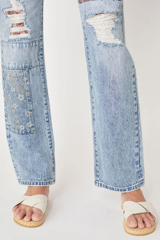 90's Boyfriend Kancan Patch Denim Jeans