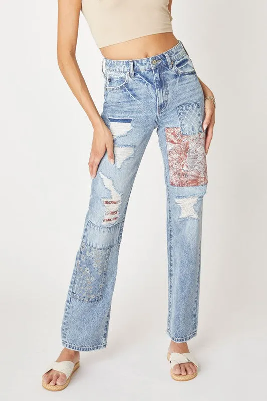 90's Boyfriend Kancan Patch Denim Jeans