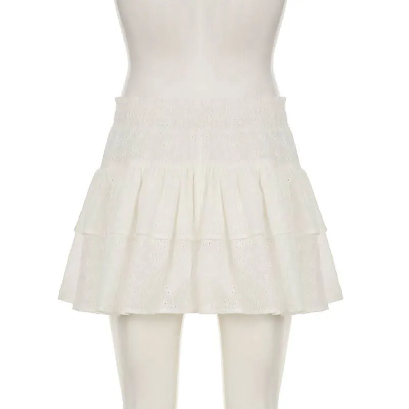 A line hollow out solid cut out mini skirt