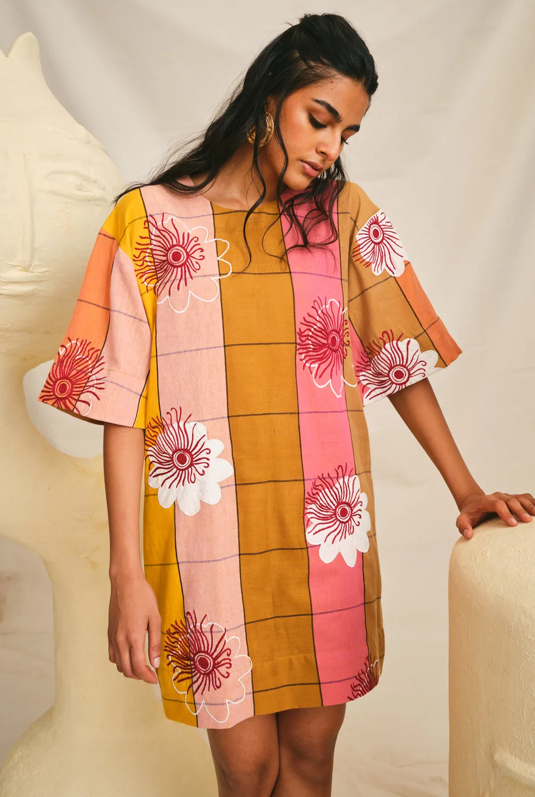 Aipan Handwoven Appliqué Shift Dress