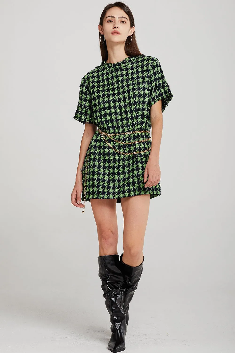 Anna Houndstooth Shift Dress