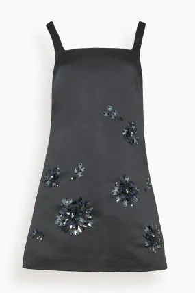 Barton Embellished Satin Dress in Black