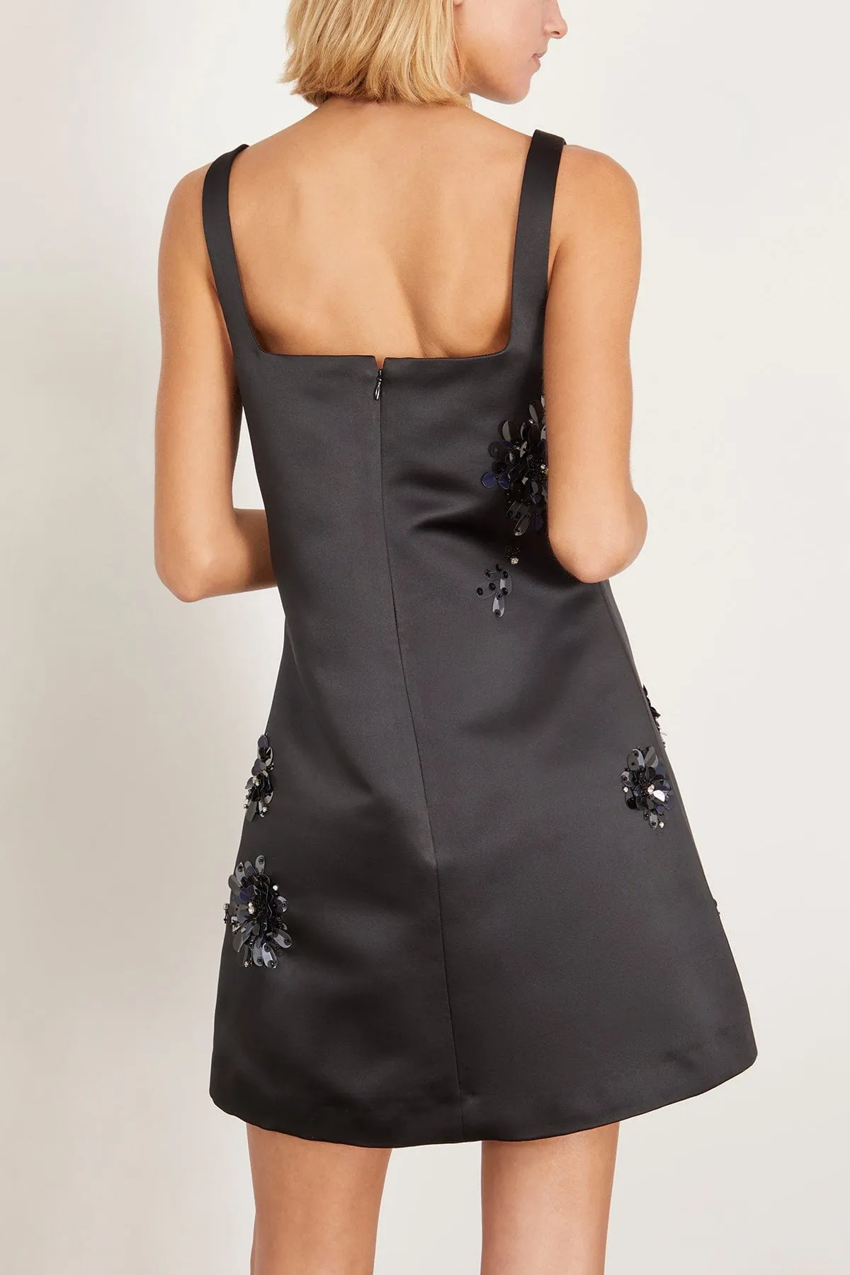 Barton Embellished Satin Dress in Black