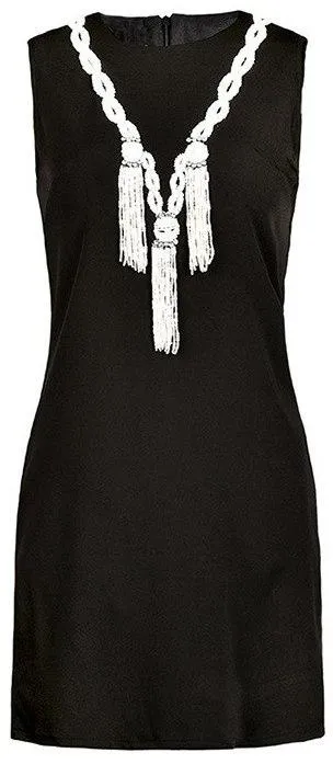 Bead-Embellished Mini Shift Dress