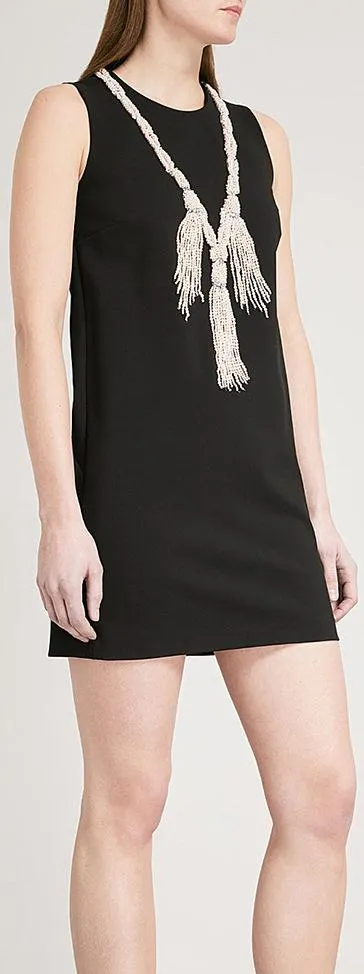 Bead-Embellished Mini Shift Dress