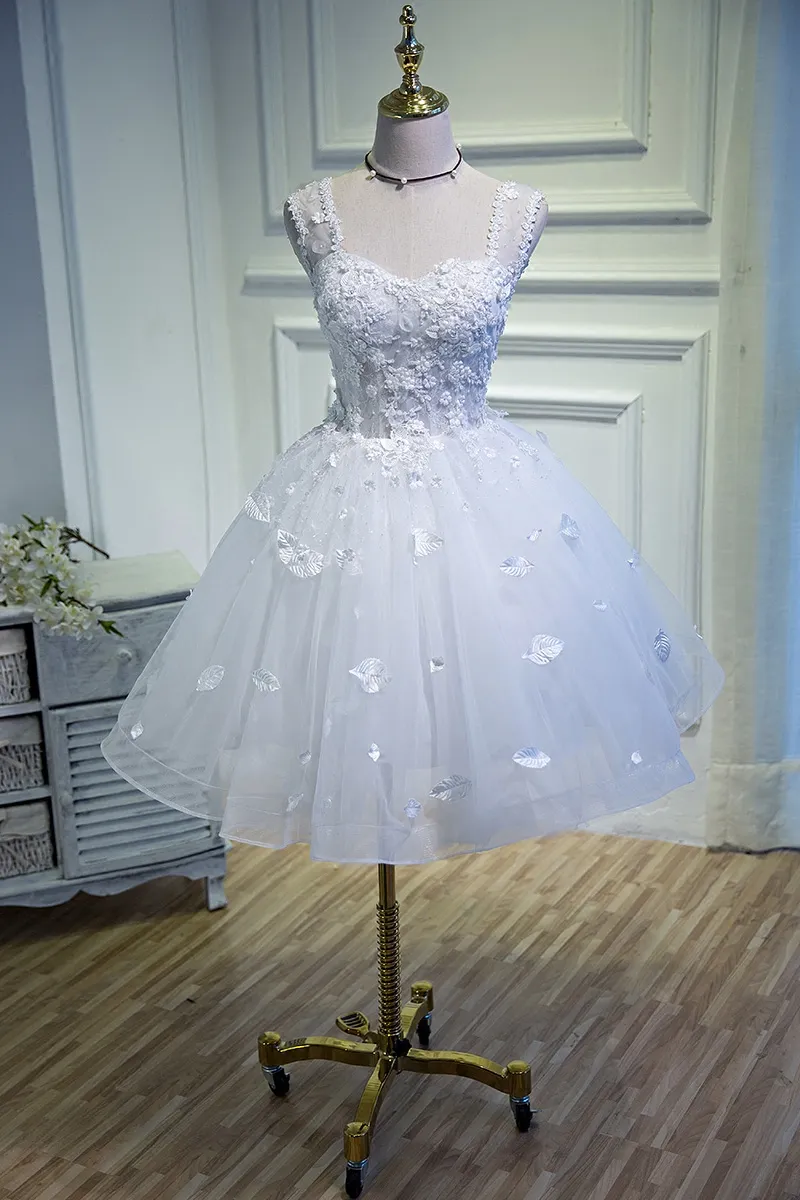 Beautiful Homecoming Dresses, Sweet 16 Dress, White Homecoming Dress, Cute Cocktail Dress