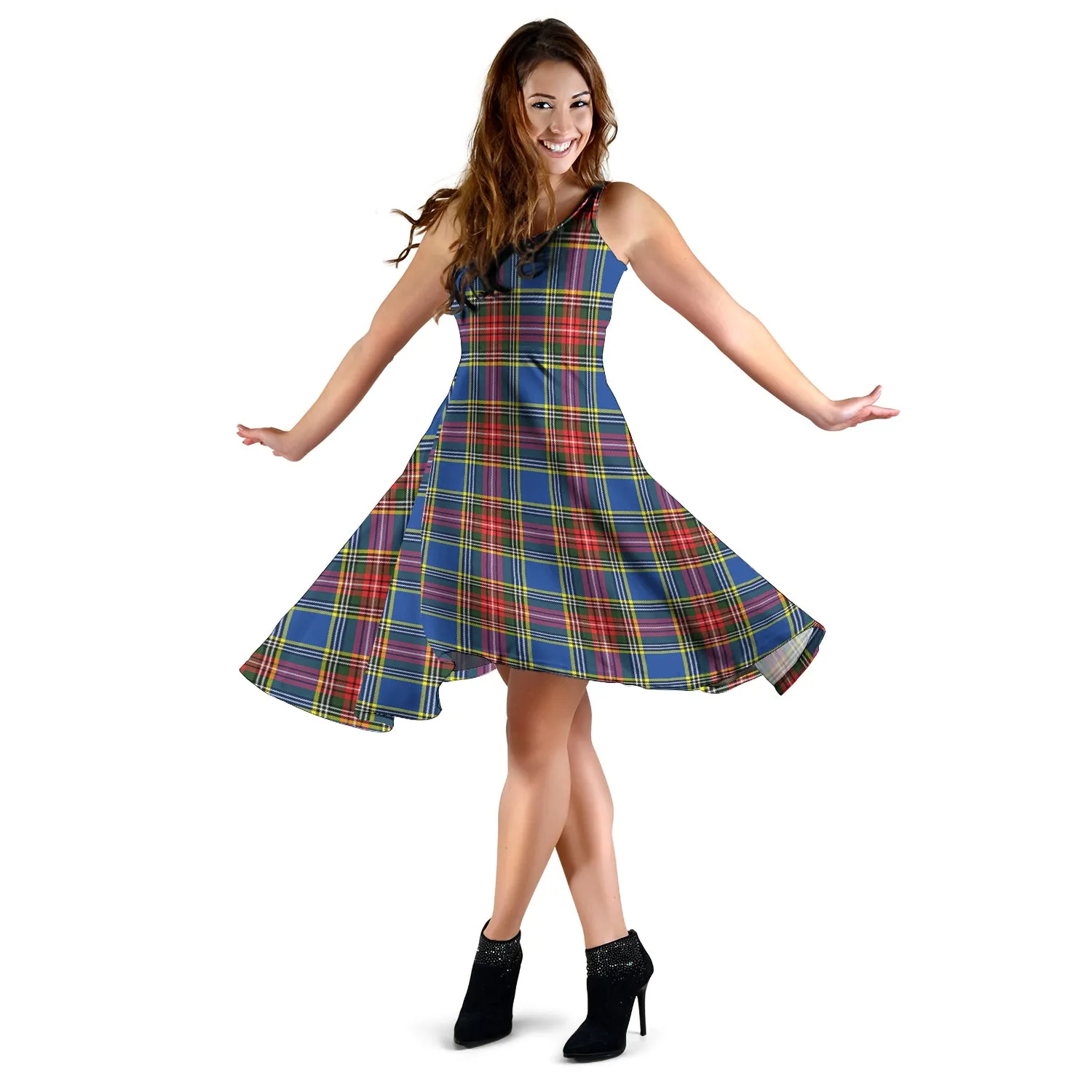 Bethune Tartan Sleeveless Midi Womens Dress