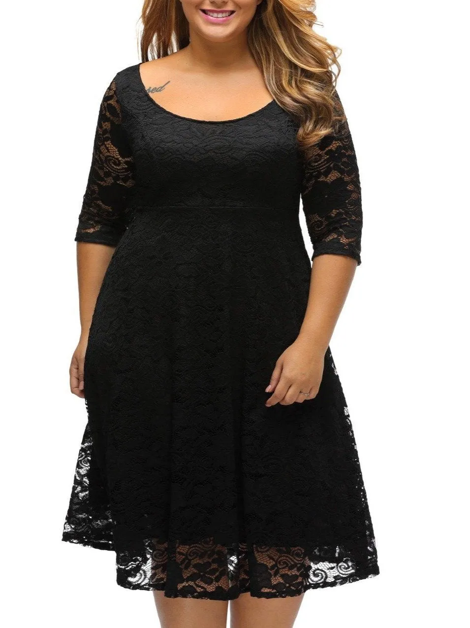 Big Size Fitted and Flare Curvy Dress