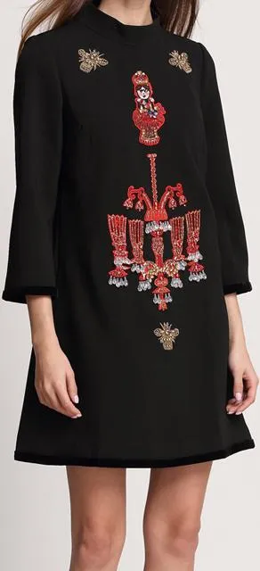 Black Embellished Mini Shift Dress *Minimum Stock*