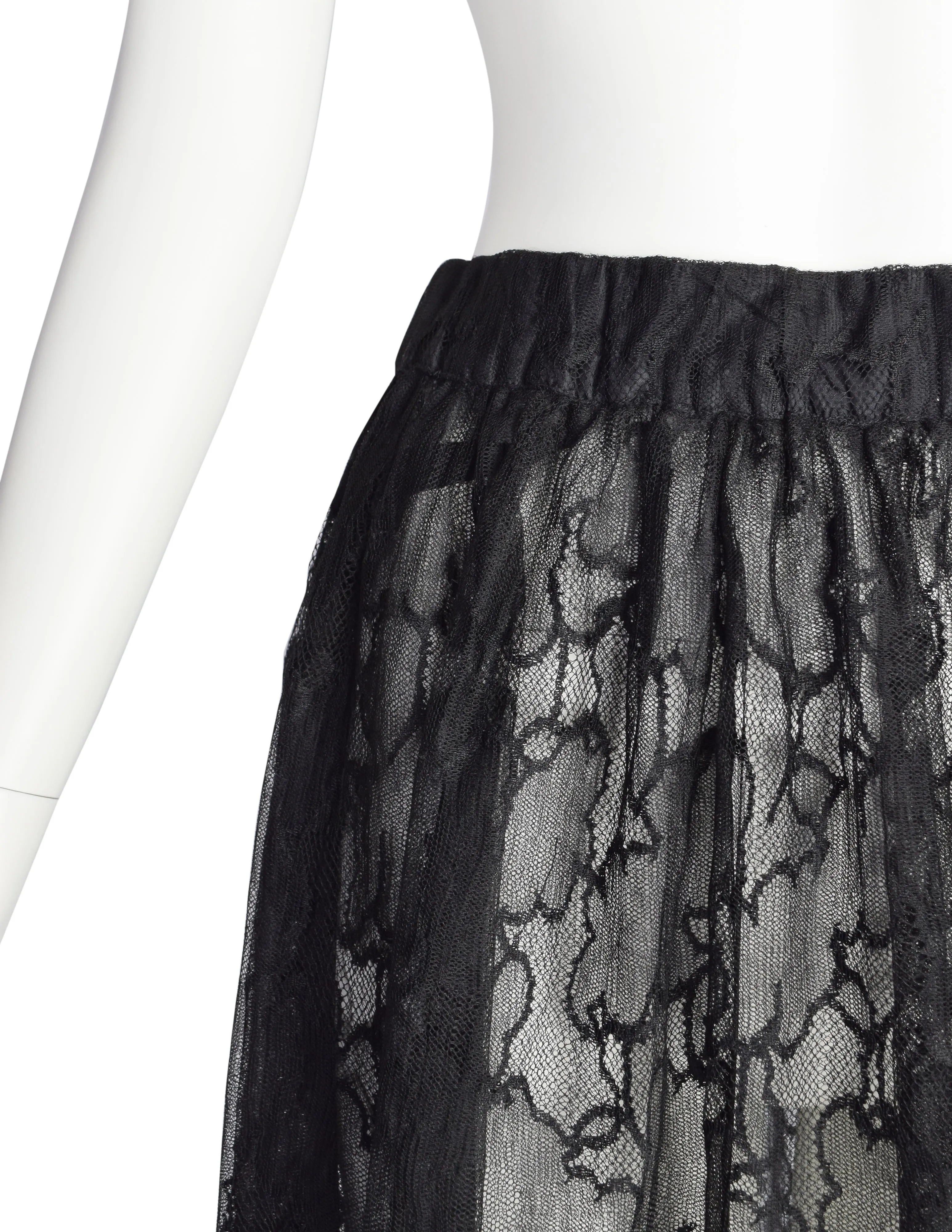 Chloe Vintage Sheer Black Cloud Pattern Lace Double Layer Skirt