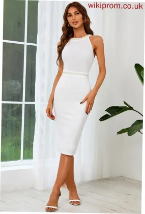 Cotton Midi Blends Neck Aleah Dresses Sleeveless Elegant Bodycon Round Club Dresses