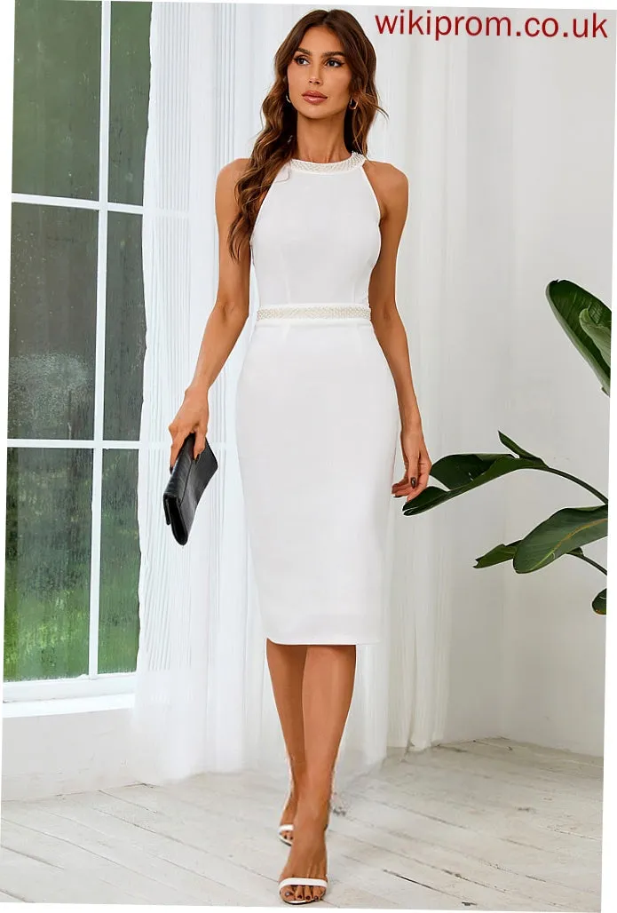 Cotton Midi Blends Neck Aleah Dresses Sleeveless Elegant Bodycon Round Club Dresses