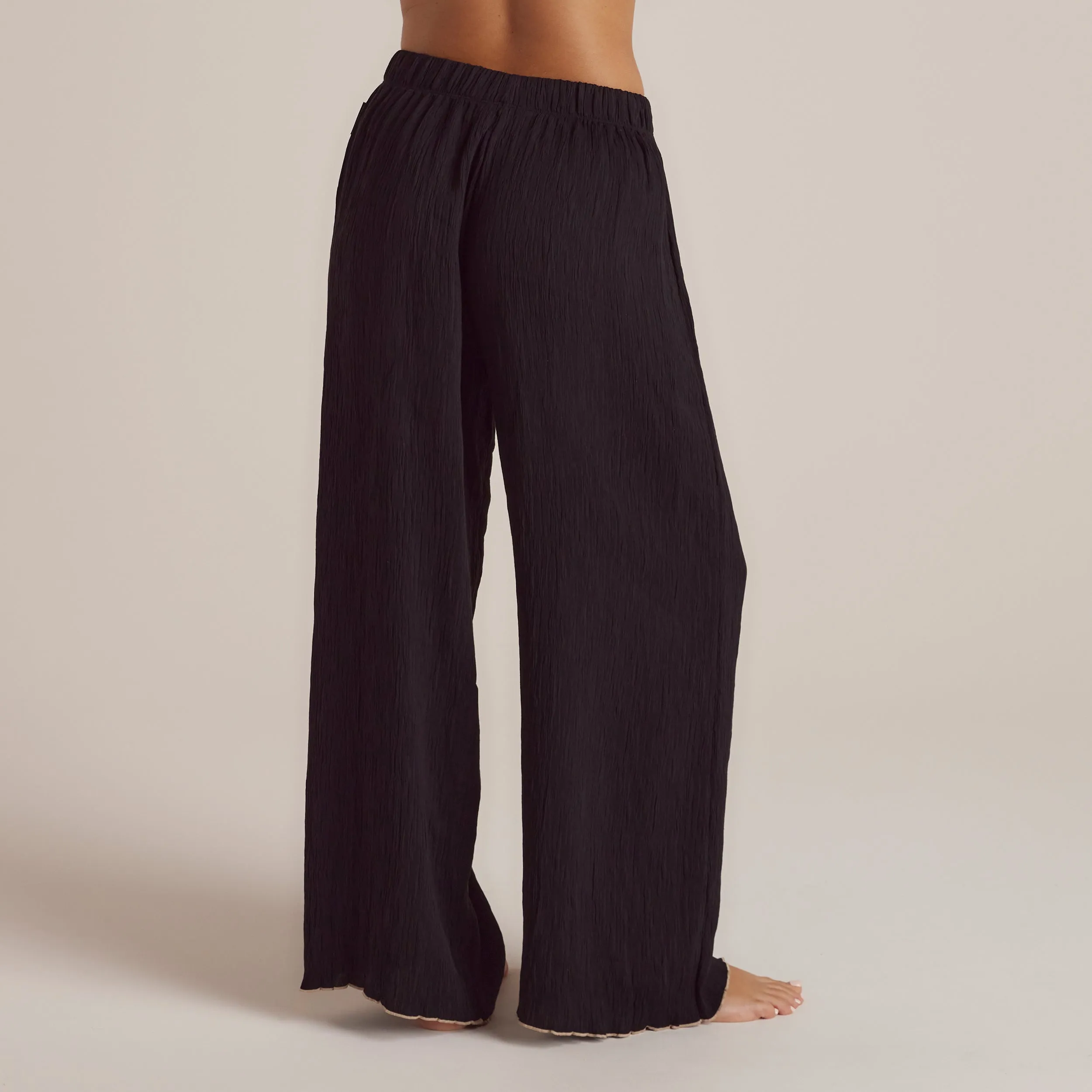 Crinkle Pyjama Bottoms - Black