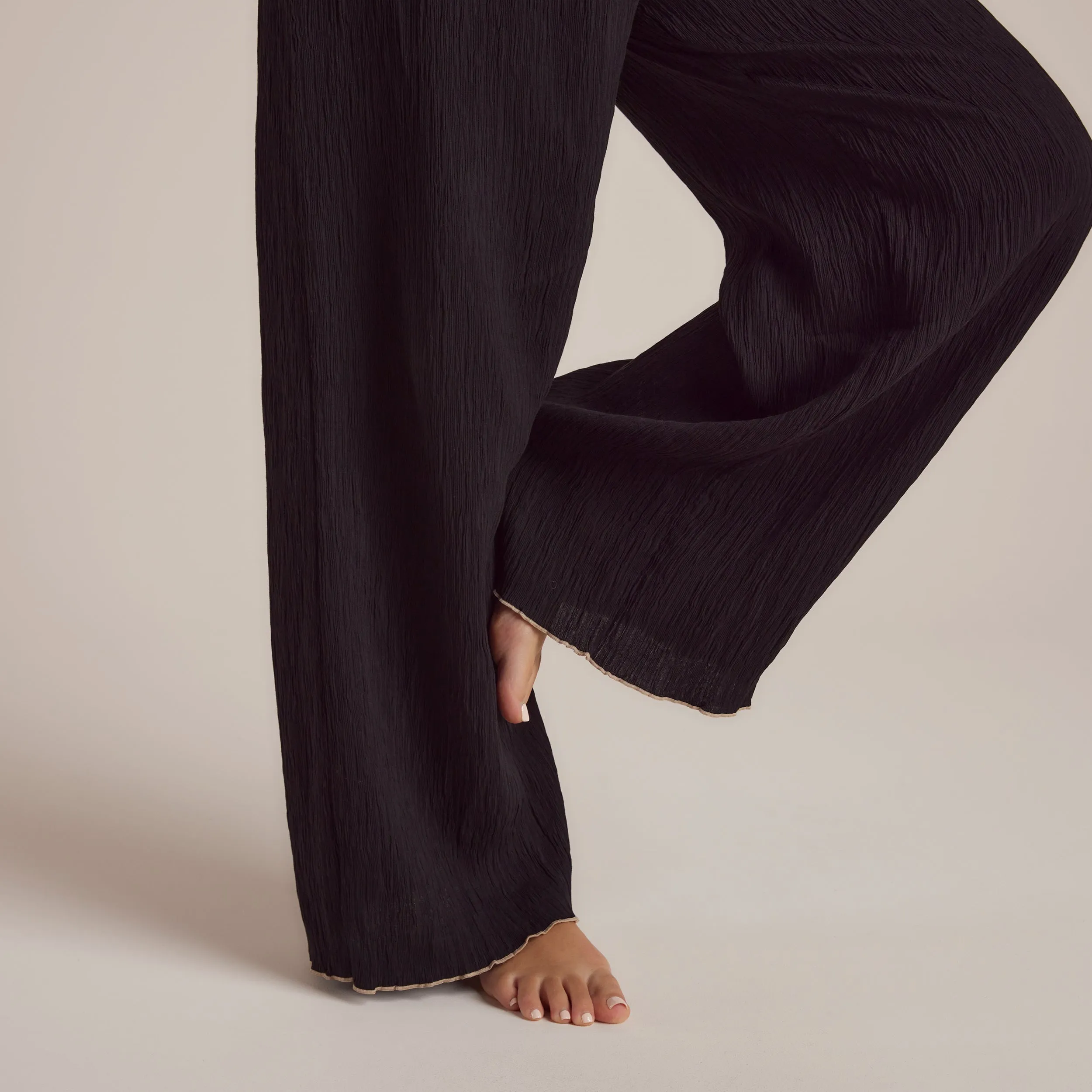 Crinkle Pyjama Bottoms - Black