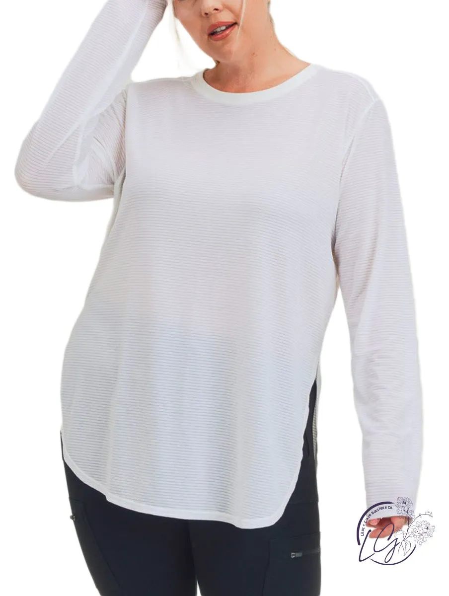 Curvy Full Potential Mesh Long Sleeve with Side Slits