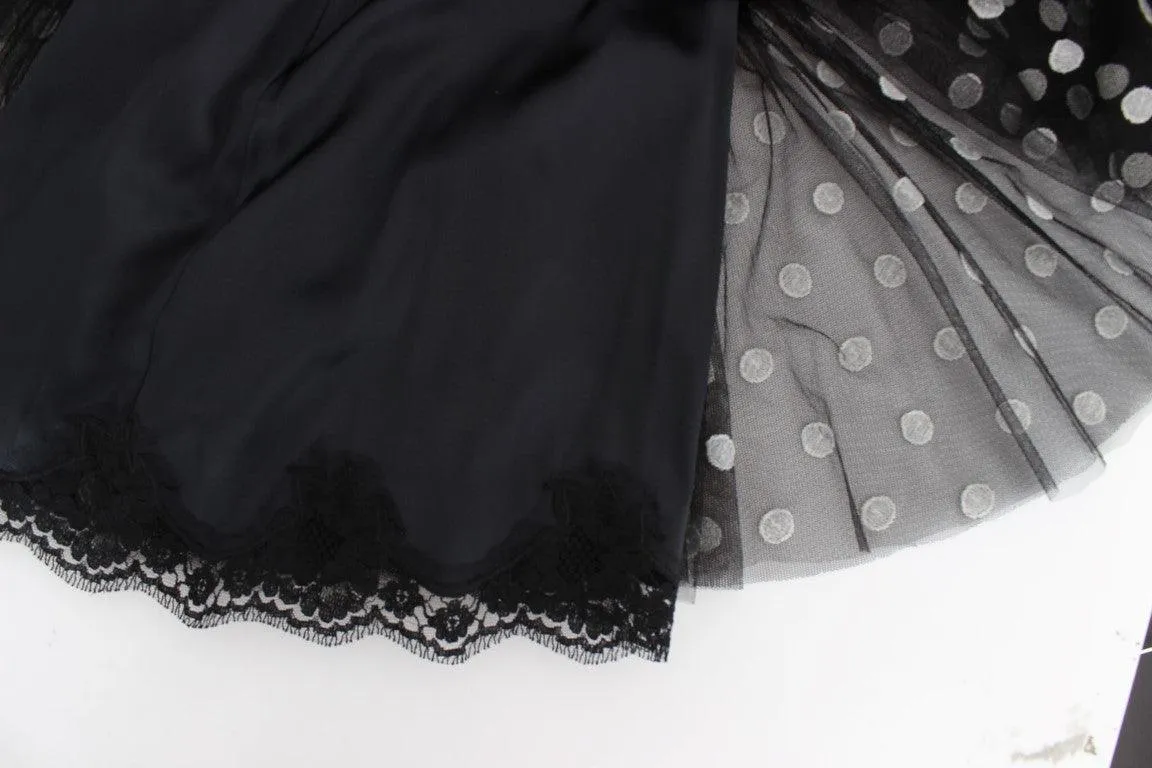 Dolce & Gabbana Black White Polka Dotted Ruffled Dress