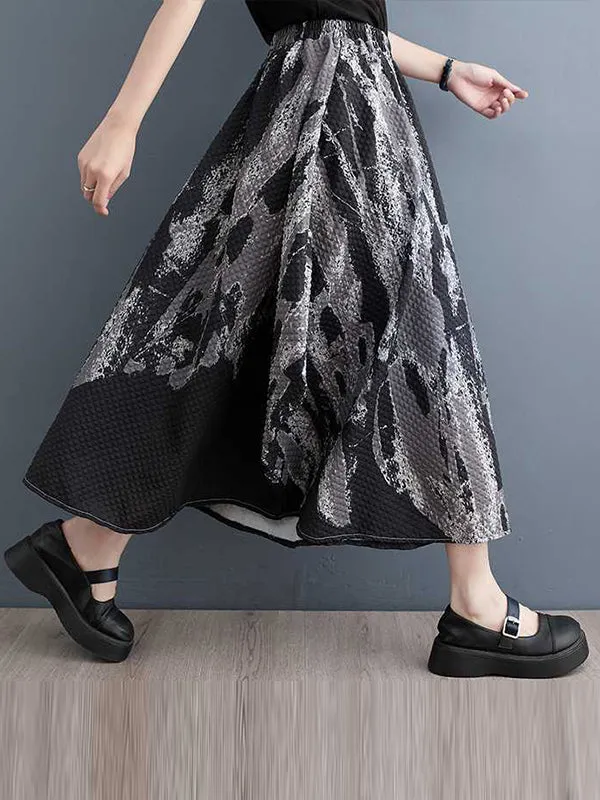 Elasticity Printed Loose Skirts Bottoms