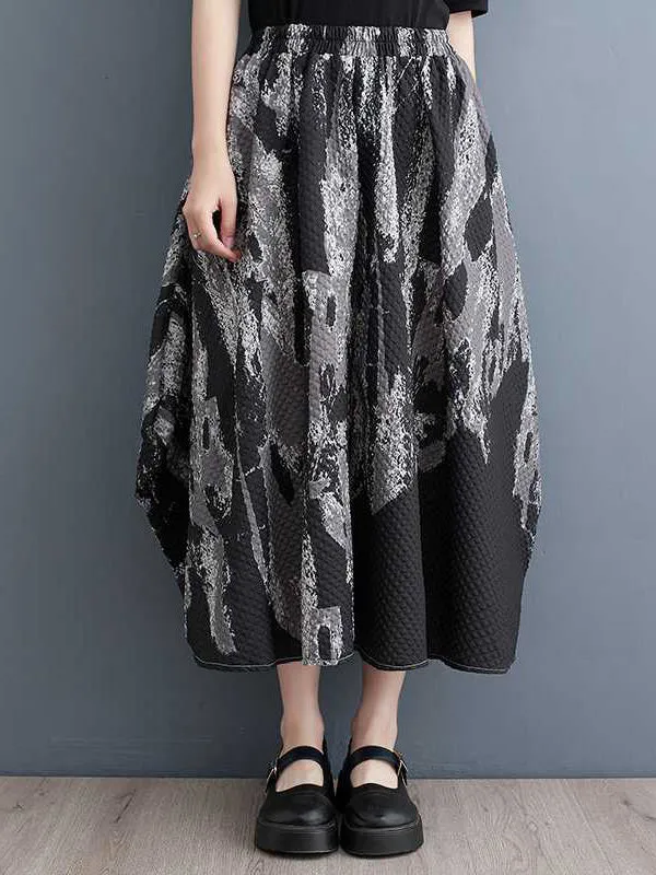 Elasticity Printed Loose Skirts Bottoms