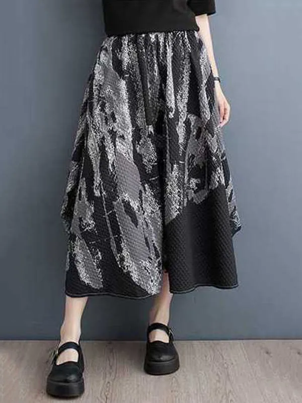 Elasticity Printed Loose Skirts Bottoms