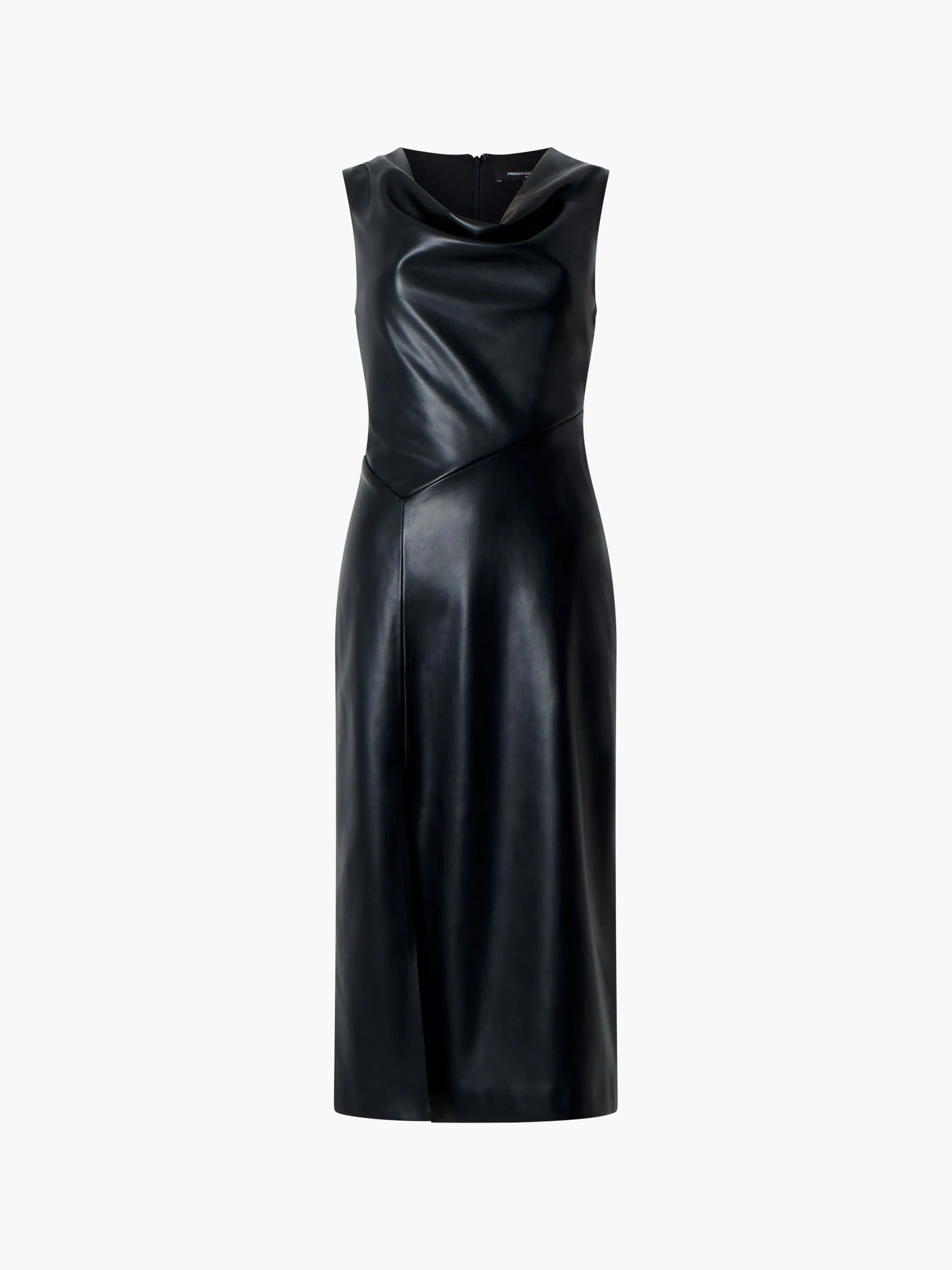 Elettra Recycled PU Cowl Neck Sleeveless Midi Dress