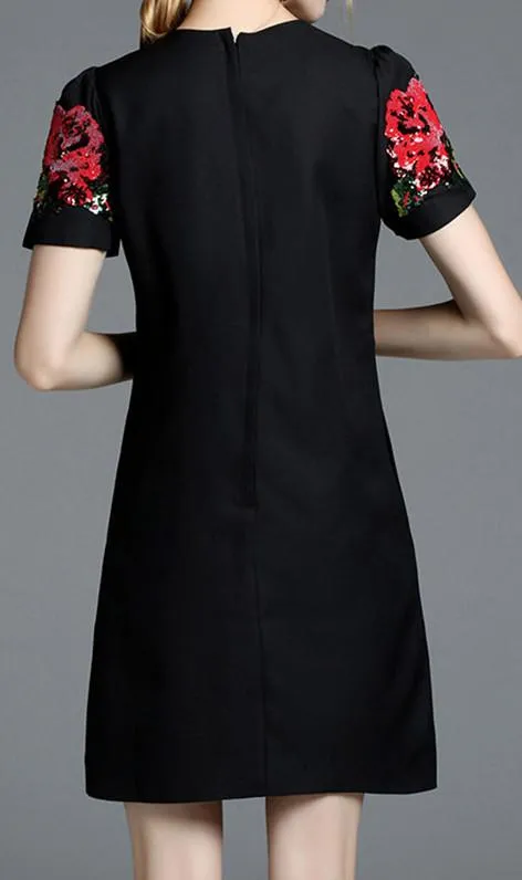 Embellished Black Shift Dress