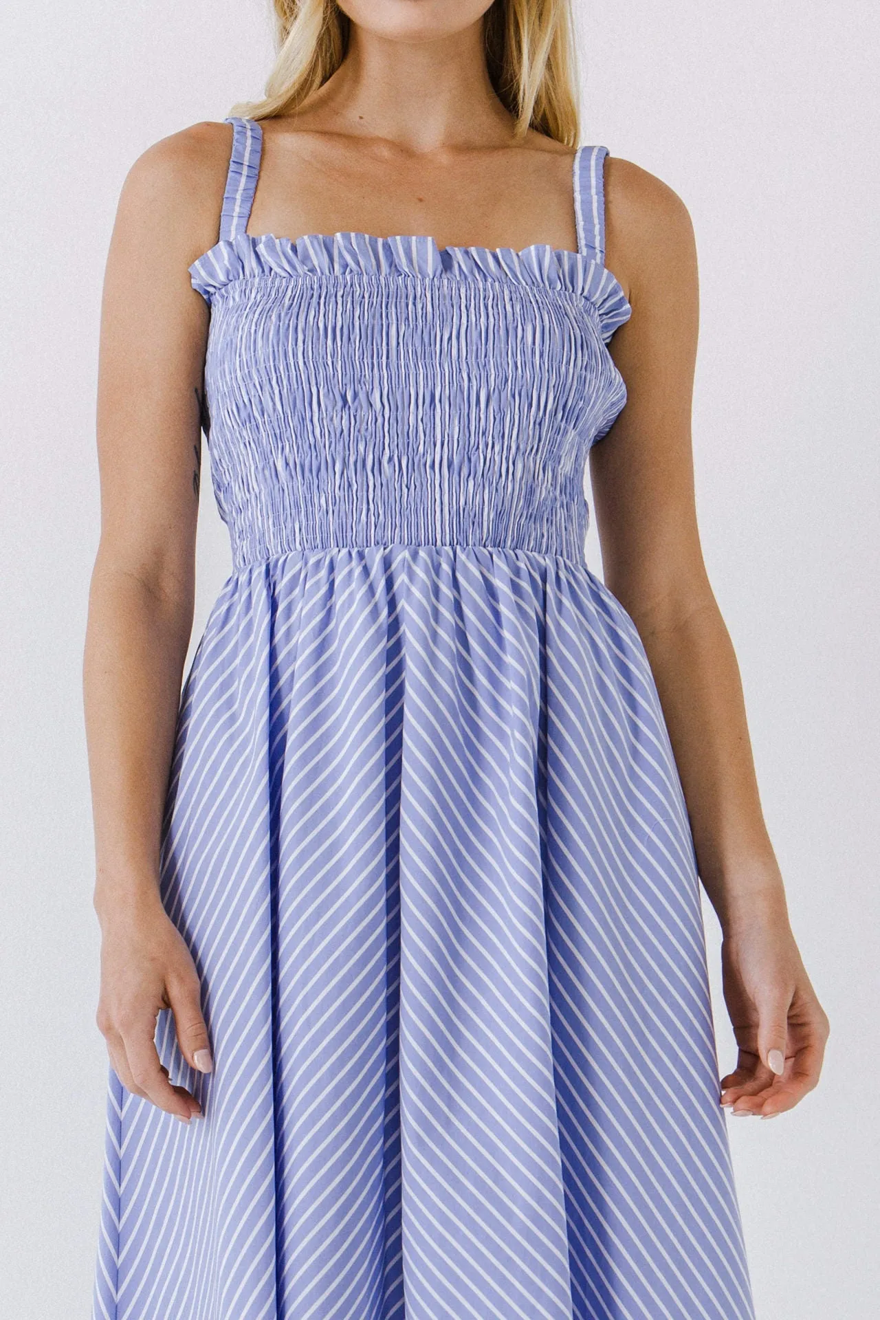 English Factory - Stripe Smocked Dress