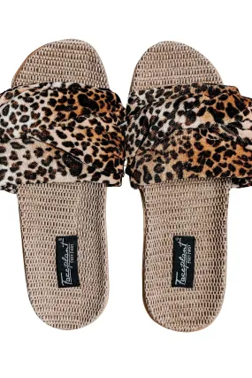 Faceplant Faux Fur Hemp Slides - Leopard Print