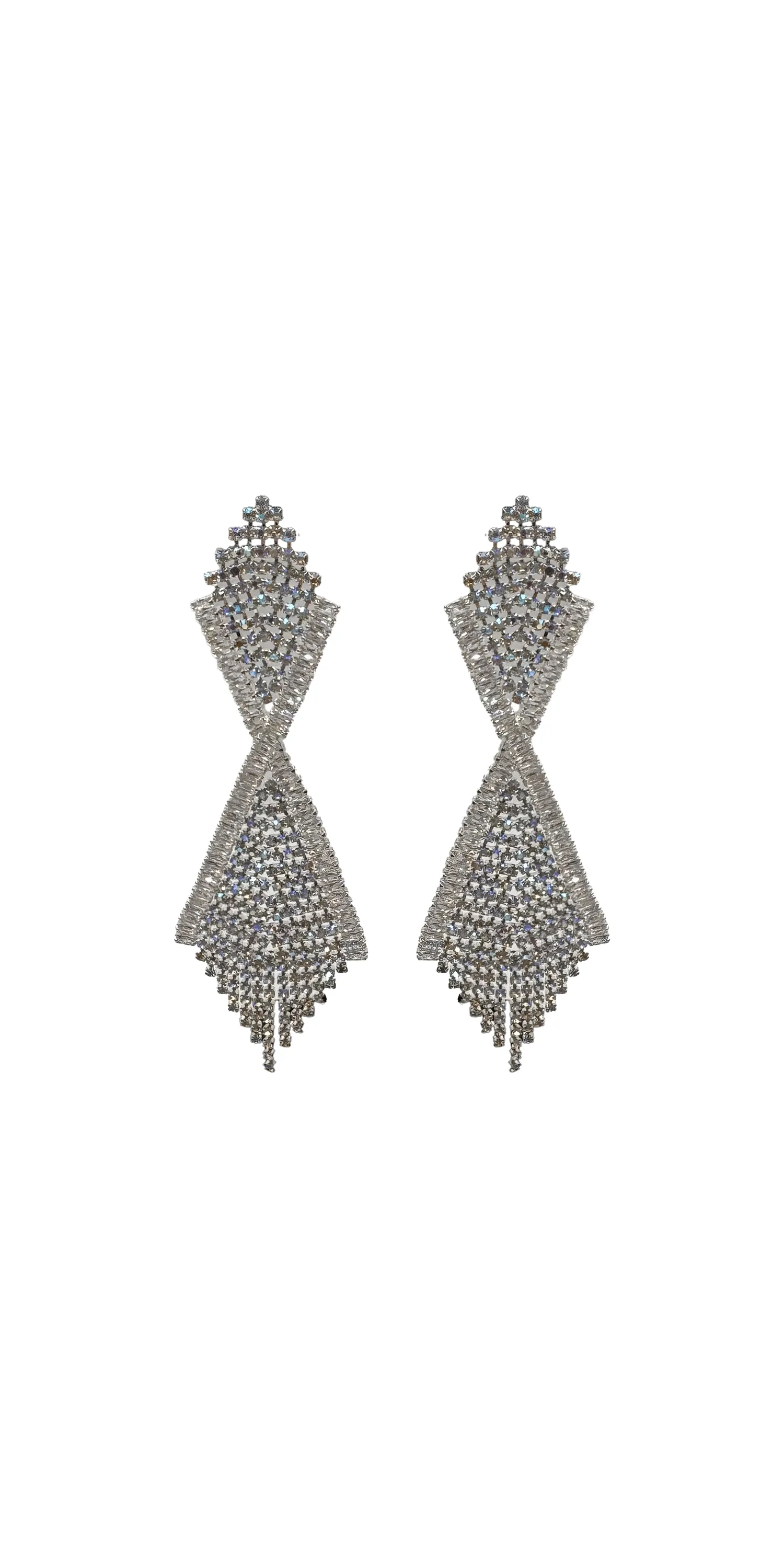 Iridescent Double Diamond Rhinestone Duster Earrings