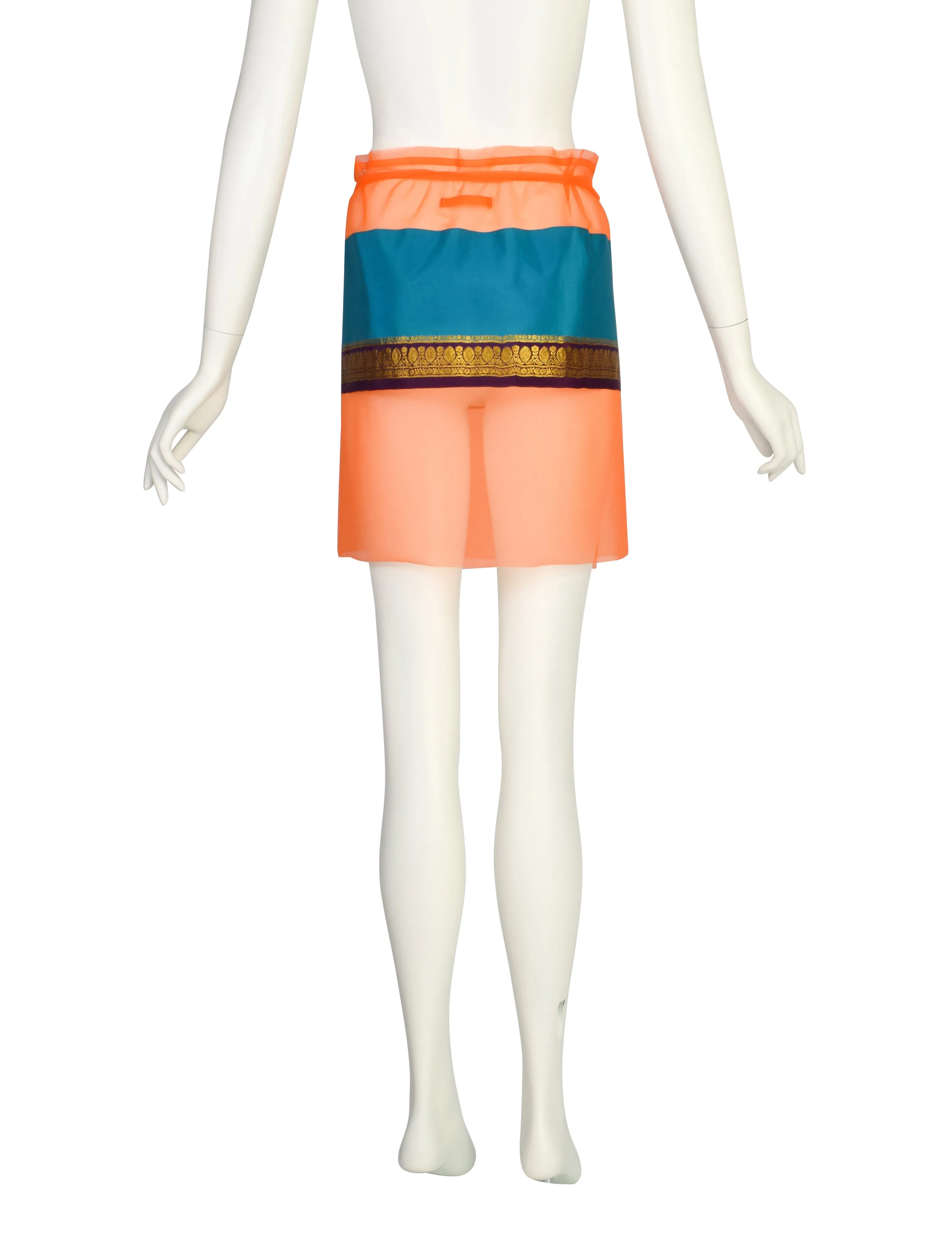 Jean Paul Gaultier Vintage SS 1997 Bright Orange Sheer Wrap Mini Skirt