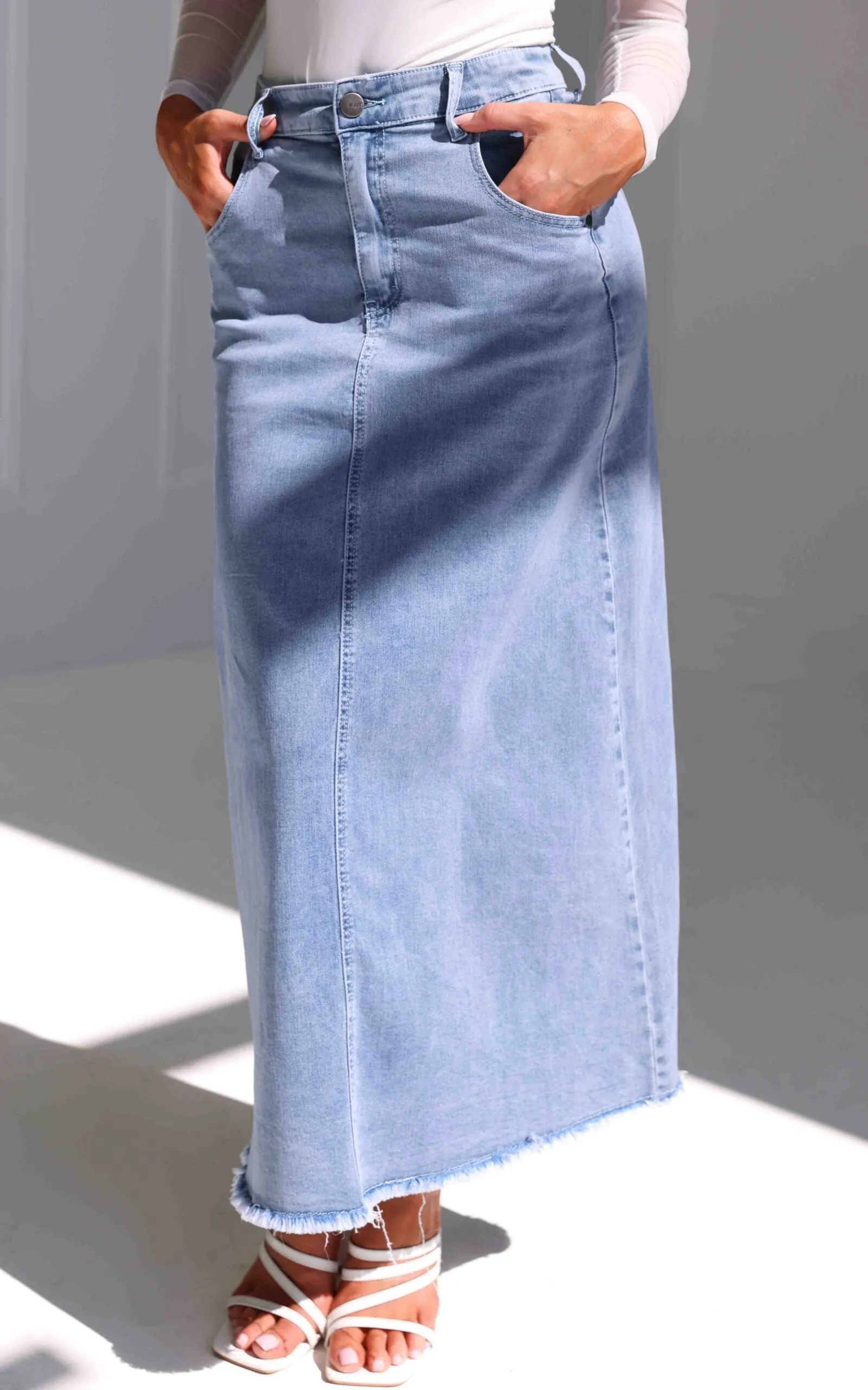 Kensho Denim Maxi Skirt - Light Blue