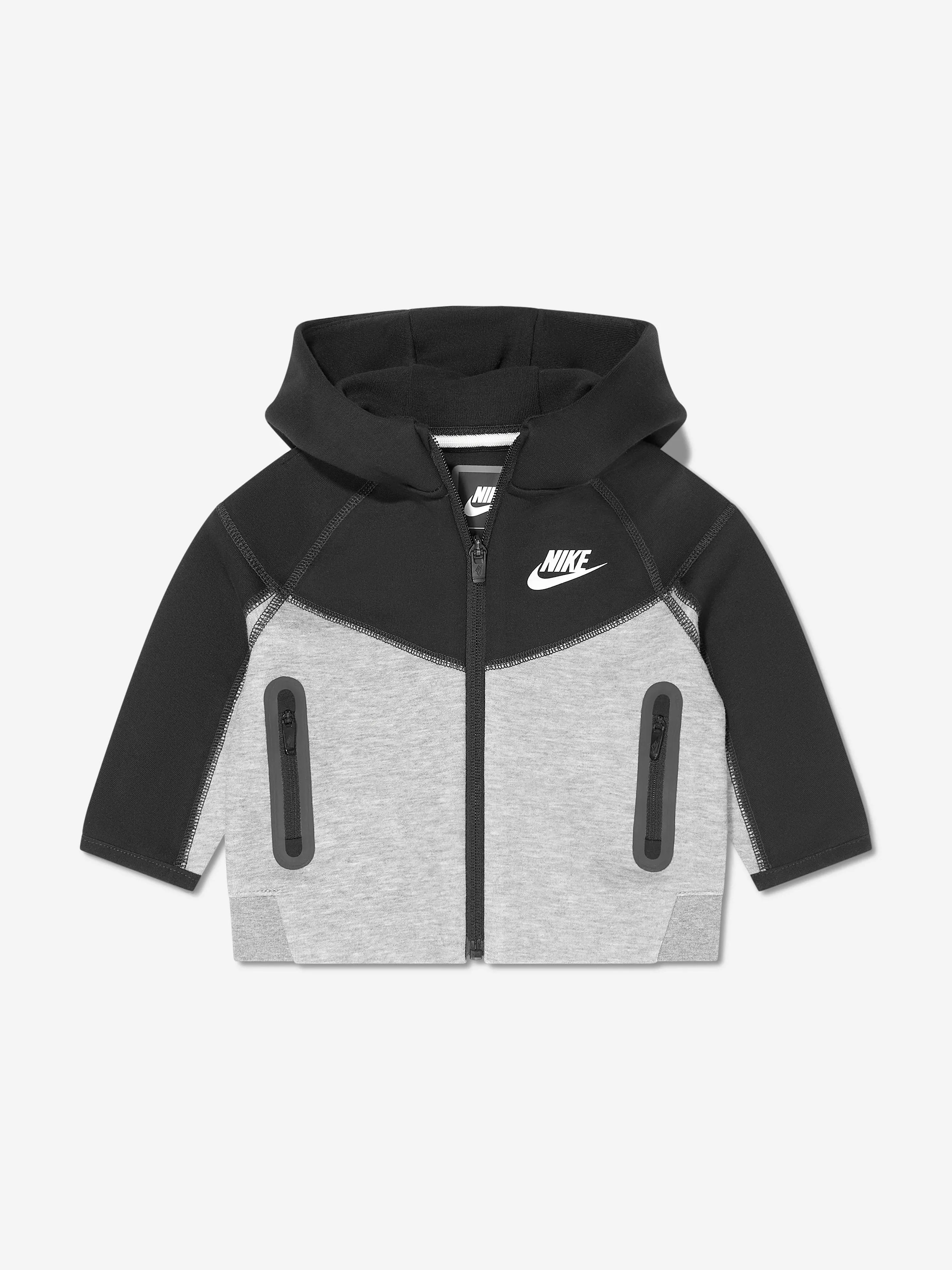 Kids Tech Fleece Hooded Full Zip Tracksuit in Grey