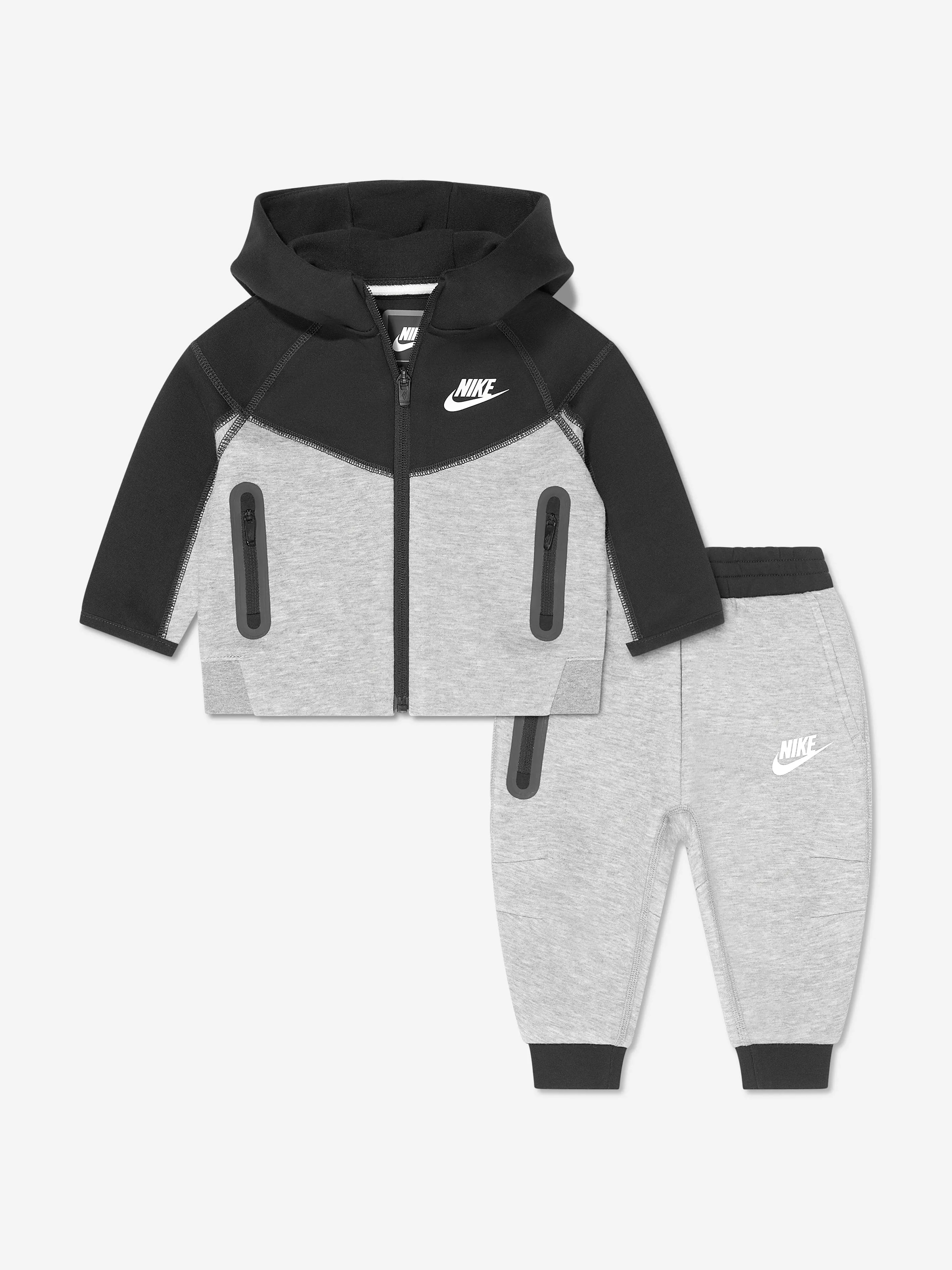 Kids Tech Fleece Hooded Full Zip Tracksuit in Grey