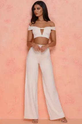 Low Key Petite High Waisted Trousers in Ivory