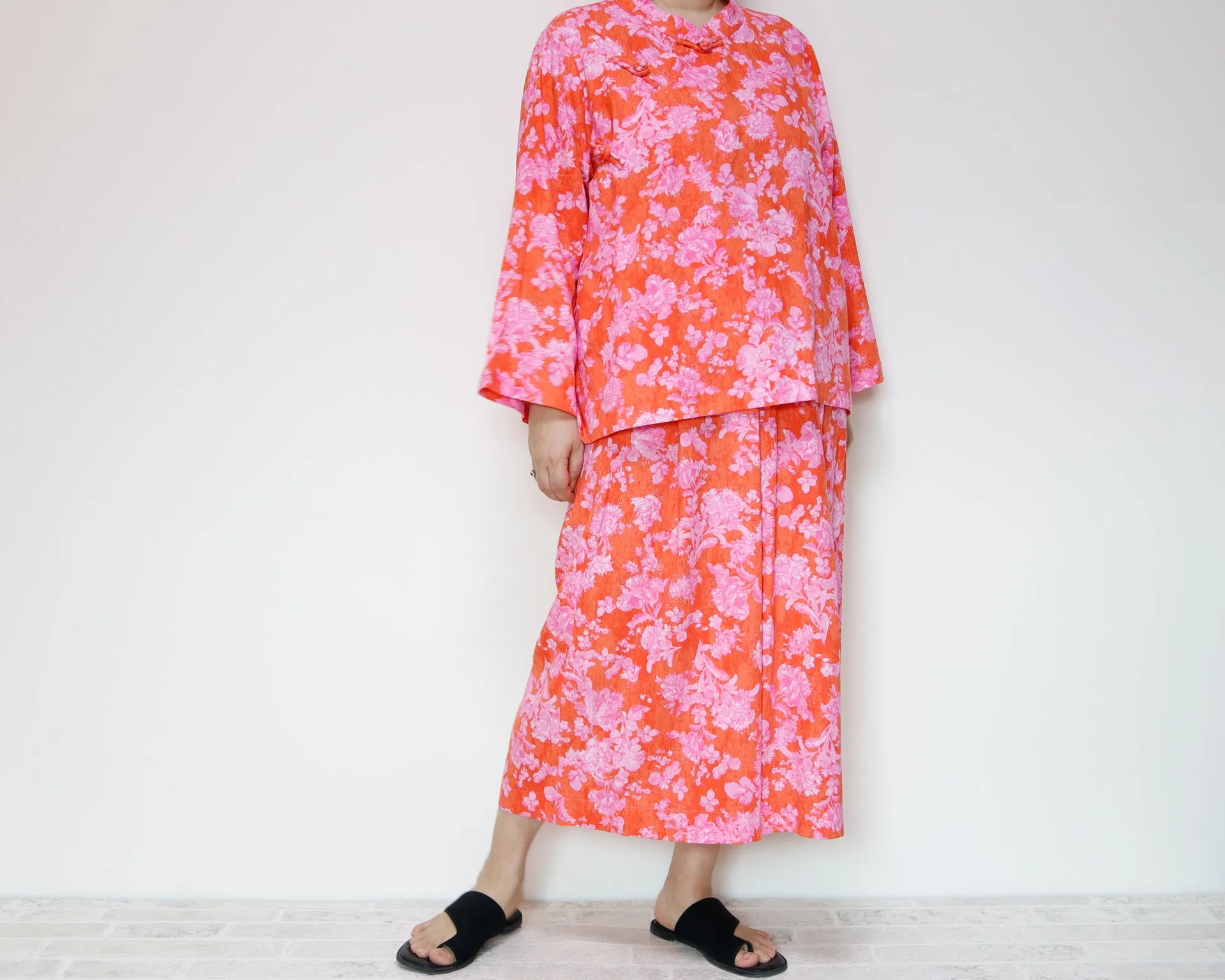 <P09R> GAUCHO FLOWER PRINTED LINEN