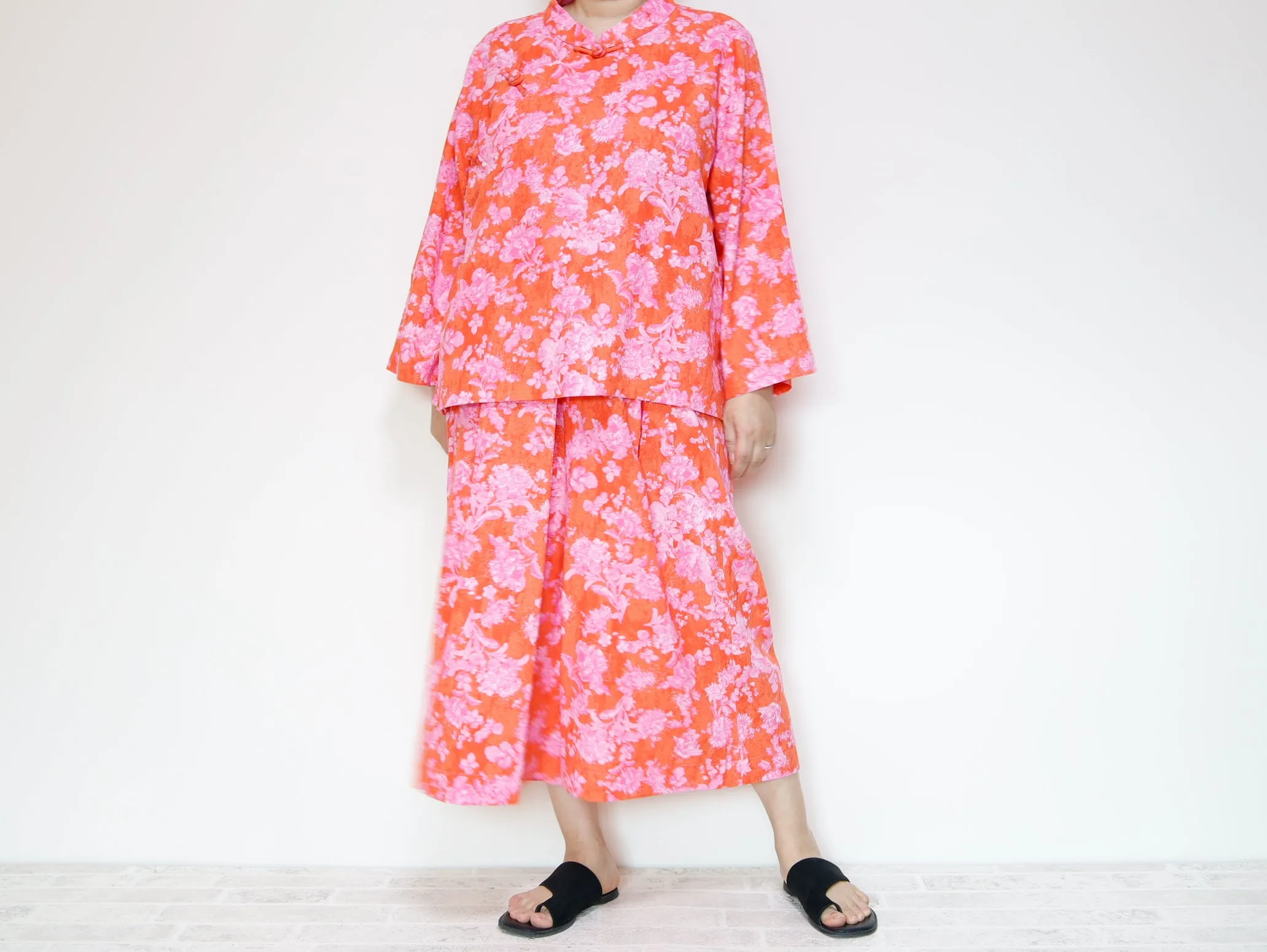 <P09R> GAUCHO FLOWER PRINTED LINEN