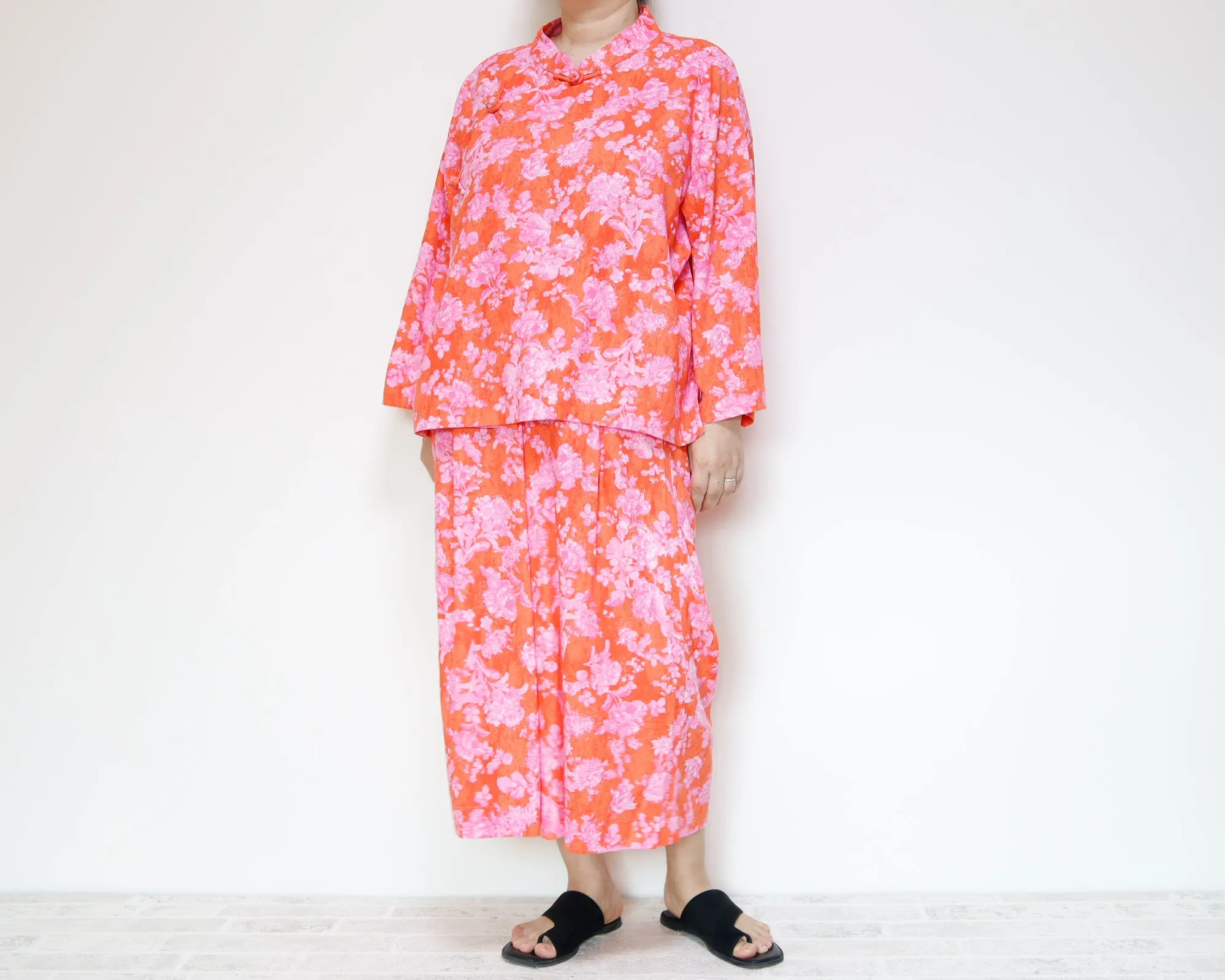 <P09R> GAUCHO FLOWER PRINTED LINEN