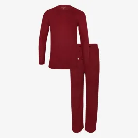 Men's Long Sleeve Pajama Set - Maroon Waffle