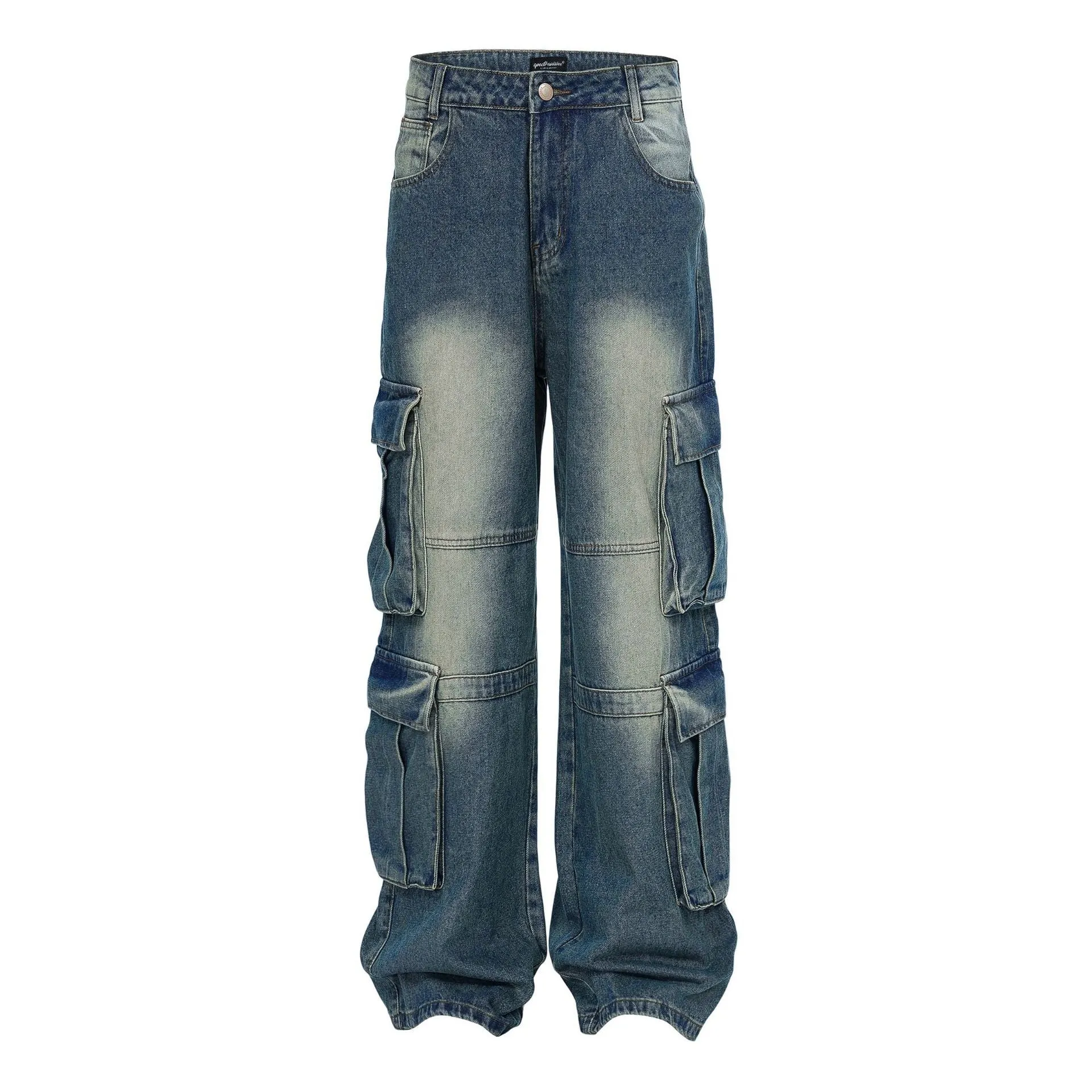 Men's Spring And Summer New Special-interest Design Washed And Worn Cargo Jeans