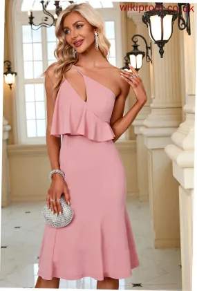 Mermaid Club Dresses One Shoulder Elegant Bodycon Cotton Dresses Midi Sleeveless Abigail Blends