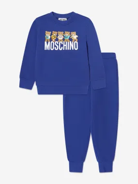 Moschino Boys Teddy Bear Logo Tracksuit in Blue