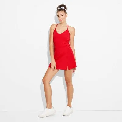 New - Women's Game Day Strappy Active Dress - JoyLab Red L