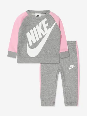 Nike Girls Oversized Futura Crew Tracksuit in Grey