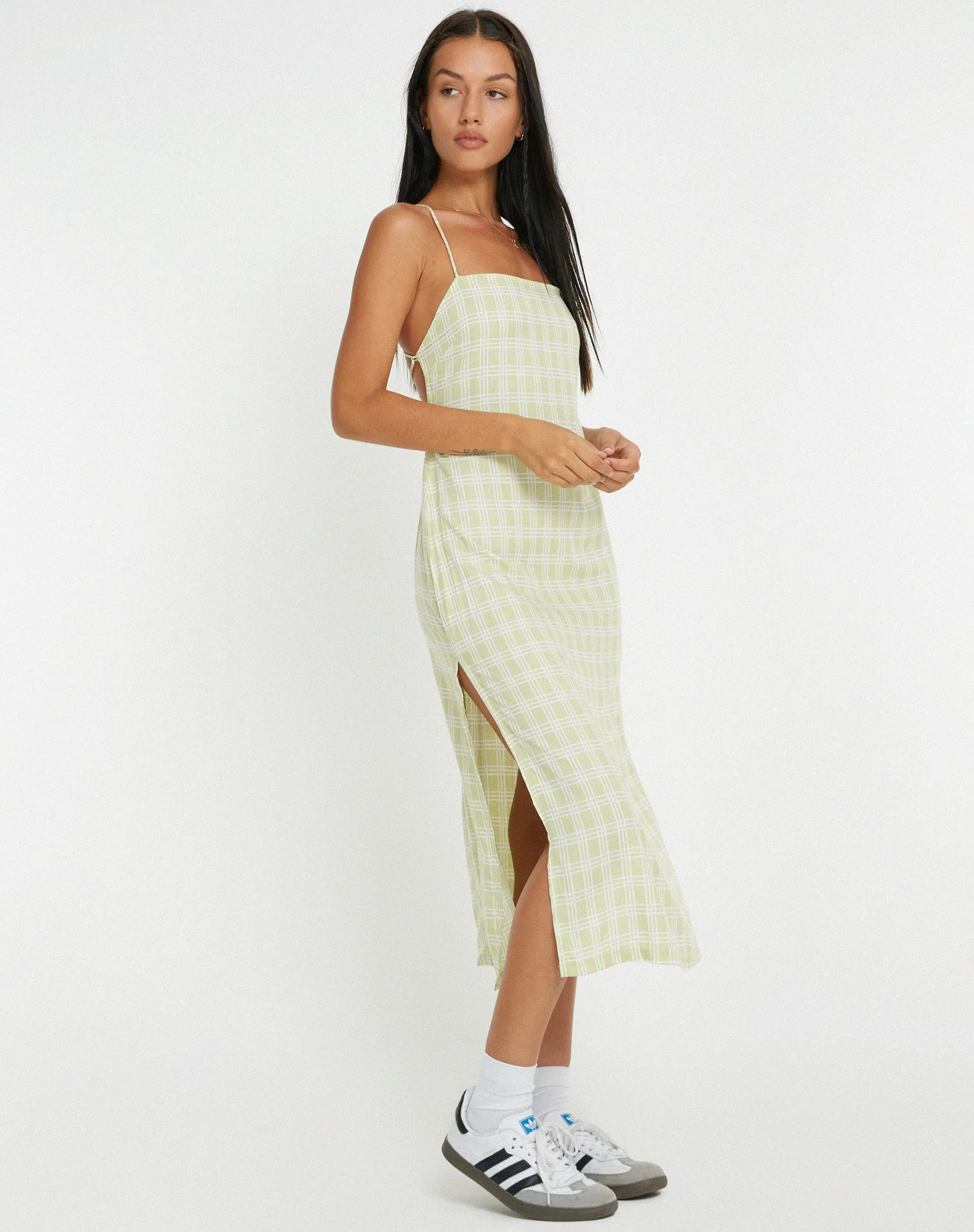 Nosita Midi Dress in Sage Check