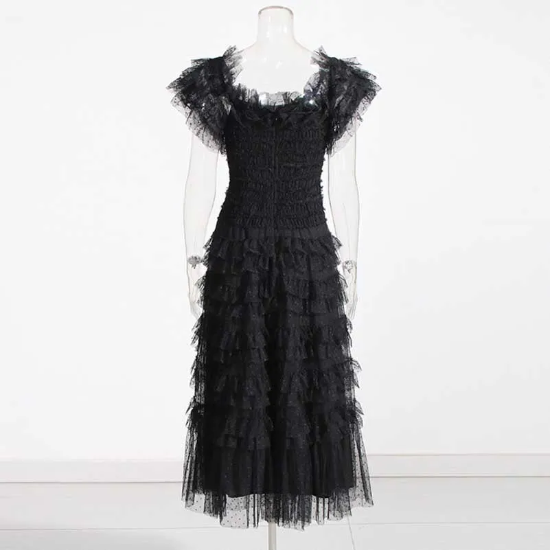 Off-shoulder Lisette Ruffle Mesh Dresses Lace Gown