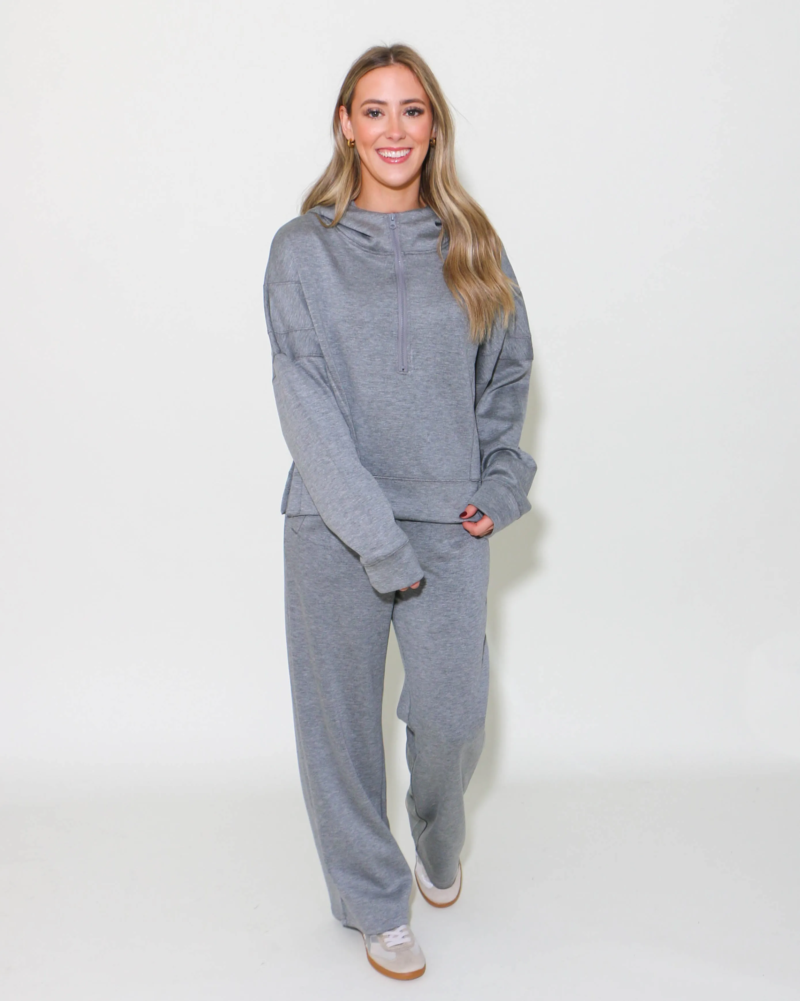 Oversized Knit Loungewear Set in Grey